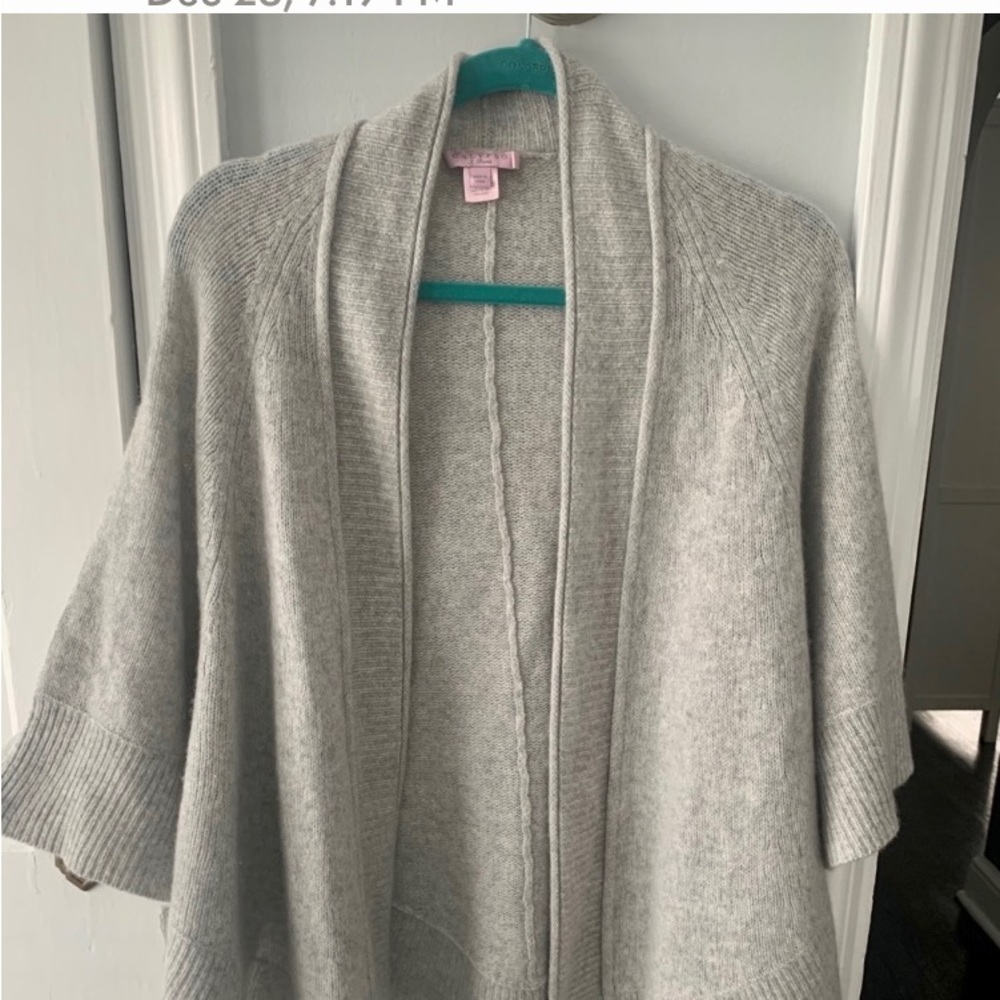 Calypso St Barth Kitura 100% Cashmere Cocoon Cardigan Gray Raglan Sleeve-XS